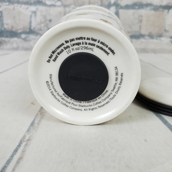 Starbucks Double Wall Travel Tumbler Dot Collection Gold Polka Dots White Lidded - Picture 9 of 10